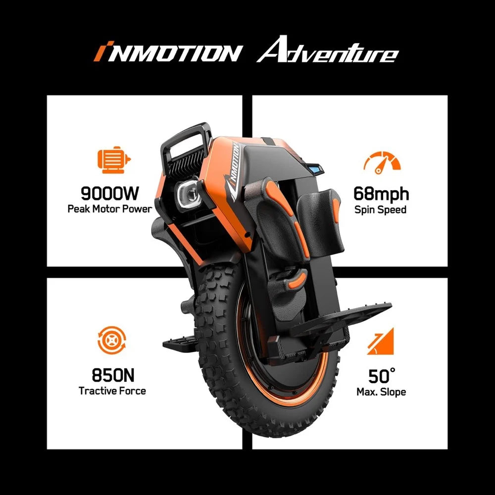 INMOTION Adventure V14 Electric Unicycle 134V 2400Wh Battery  4000W High-Torque Motor C40 INMOTION V14 Suspension