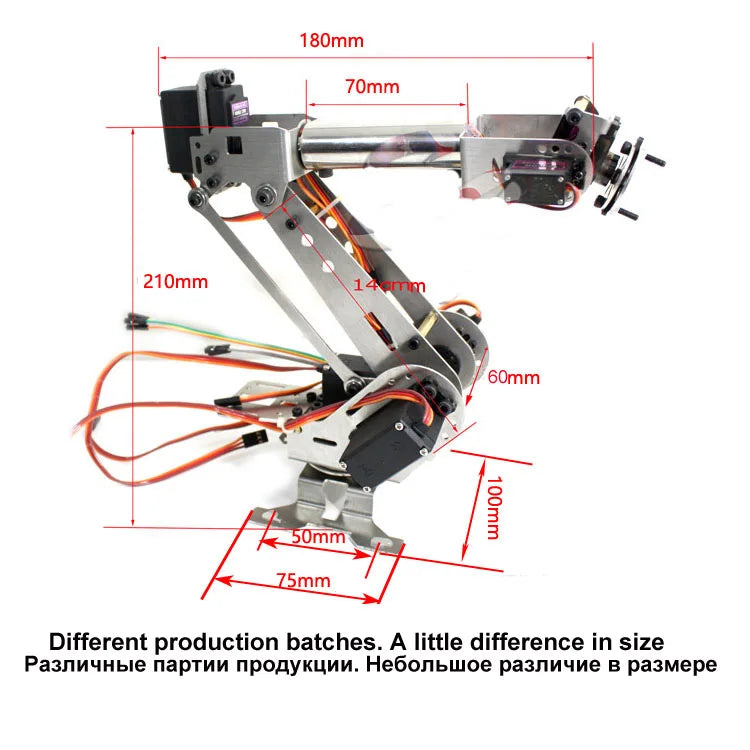 6 Dof Stainless Steel Robotic Arm Mechanical Robot Remote Control Claw With Servo MG90 for Children's Toy RC Robot Arm DIY Kit