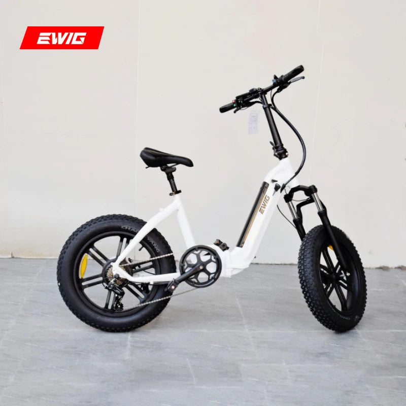 EWIG Electric Folding Snow Bike Fat Tire 7 Speed 20 Inch Disc Brake SH
