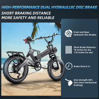 ZHENGBU K6F Off-Road Electric Bike for Adults 1000W Motor 48V 25Ah Removable Samsung Cells Battery 30MPH 40-60Miles 20"x4.0 Fat Tire Ebike