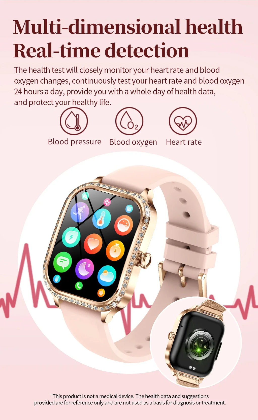 Gaines Ladies Luxury Smart Watch MK88 Diamond Women 1.75inch Bluetooth Call AI Voice Health Monitor Fitness Tracker Smartwatch