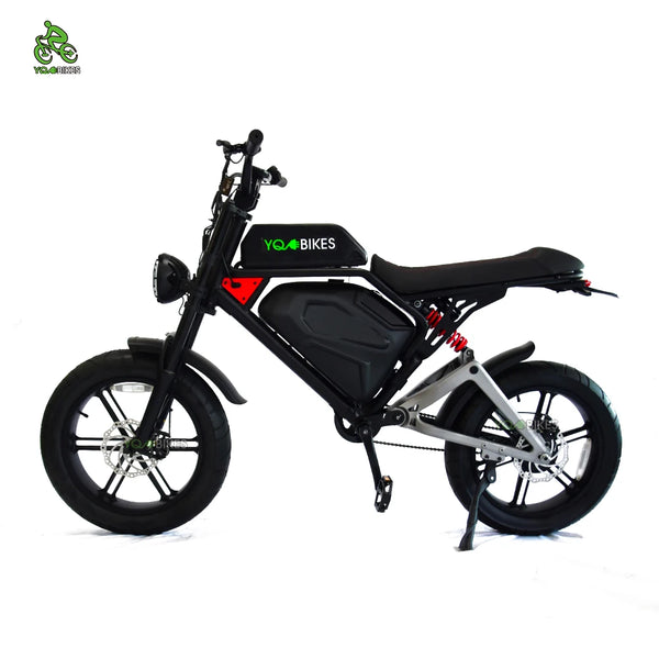 YQEBIKES Black 20inch Fat Tire 1000W 20Ah Electric Bicycle 48v ebike Battery Racing Full Suspension Snow Mountain Bike