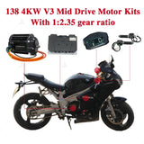 QSMOTOR 138 90H V3 4KW 7200rpm with 1:2.35 gear box Mid Drive Motor Kits with ND72680 Controller 350A 680A