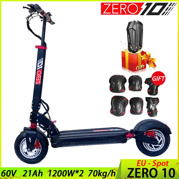 Original  ZERO 10X Electric Scooter 10inch dual motor 52V 2000W E-Scooter 65km/h Double Drive High Speed Kickscooter Off Road