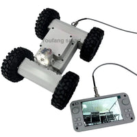 4WD Robotic Car Threading Pipeline Robot Ceiling Hole Reconnaissance Vehicle Video 100m Wired Transmission RC Tank with Handle