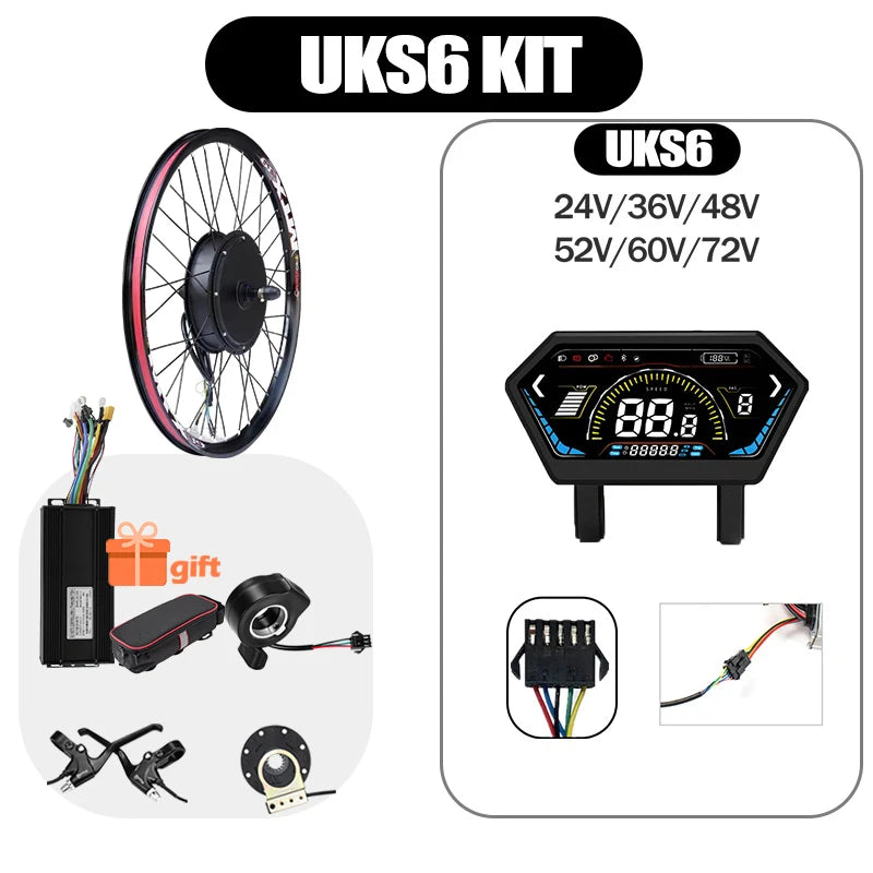 48V/52V 2000W Electric Bike Conversion Kit - Brushless Gearless Hub Motor (Front / Rear) with MTX39 Rim & 40A Controller