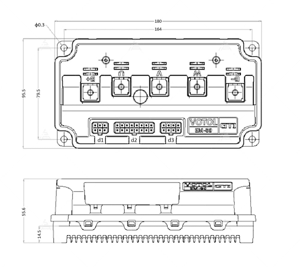VOTOL Controller EM80 GTSP LIN Controller Rated 72V 60A Boost 100A Programmable Controller for 4kW Electric Scooter Motor