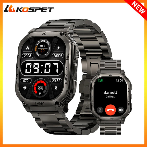 2025 Original KOSPET TANK M3 Smartwatches Men Smart Watch 480mAh AMOLED AOD Bluetooth Call Waterproof Electronic Digital Watches