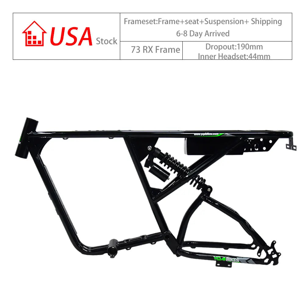 Adult Electric Bike Frameset 190mm Dropout 20*4.0 Super 73 RX Frame Full Suspension Adult Electric Bicycle ebike Frameset