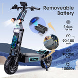 2023 New Updated FLJ X14 10000W Electric Scooter with 14inch Fat Wheels Removeable battery E Scooters