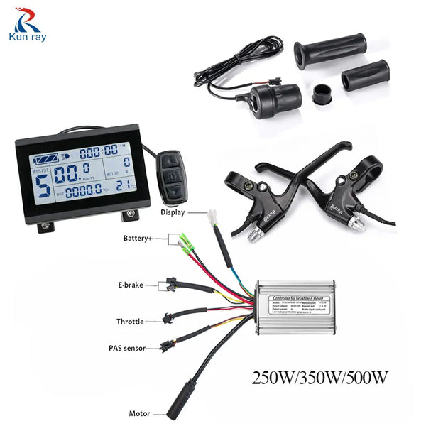 KT Brushless Controller 350W Speed Controller 250W 350W 500W  For E-bike Motor LCD3 LED Display Waterproof  24V/36V/48V