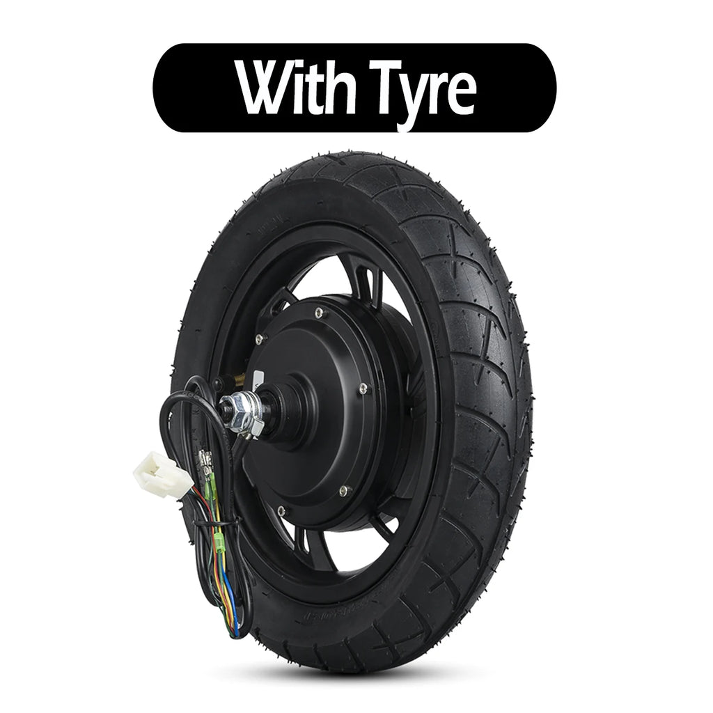 12-Inch Electric Scooter & Folding E-Bike Rear Hub Motor Wheel - 36V 350W / 48V 500W Brushless Motor (With / Without Tire)