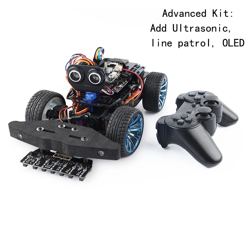 Ackermann Trolley Metal Chassis Servo Rear-Wheel Drive 4WD Robot Car For Arduino Robot DIY Kit Ps2 Handle UNO Programmable Robot