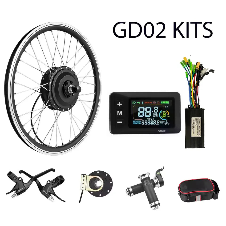 36V/48V 500W Electric Bike Conversion Kit - Front & Rear Geared Hub Motor Wheel