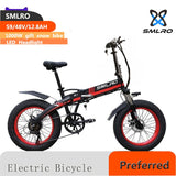 20 Inch Folding Mountain Ebike: SMLRO New S9 Bicycle Electric Bike with Aluminum Alloy Shock Absorbing Frame and 7-Speed Road MTB