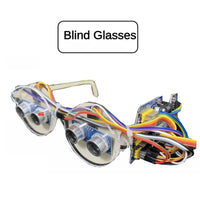 Bionic Blind Robot Glasses Ultrasonic Buzzer Lamp Vibrates Detect Obstacles Programmable Robot Glasse for Arduino Robot DIY Kit