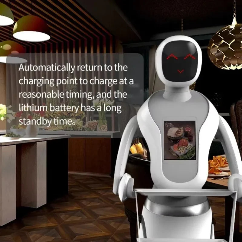 Inquiry Waitress Robot Humanoid Intelligent Kitchen Waiter Robot in Pizzeria