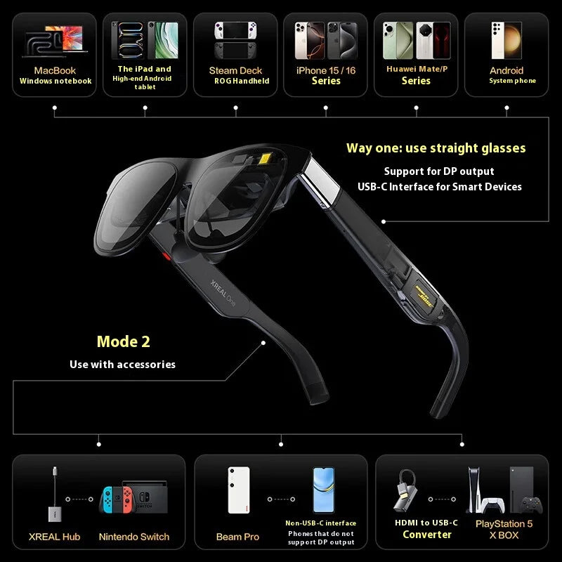 XREAL One Portable Intelligent AR Glasses 3DoF Hover Space Calculation X1 Chip VisionPro Low Latency Customized AI Glasses