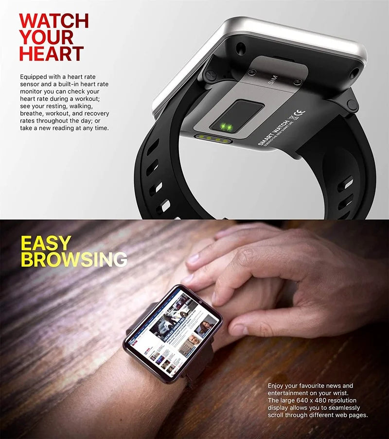 Rainbuvvy DM100 4G LTE Smart Watch Android 7.1 3GB RAM 32GB ROM 5MP Camera IPS 2700mah Battery 2.86 inch Touch Screen Smartwatch