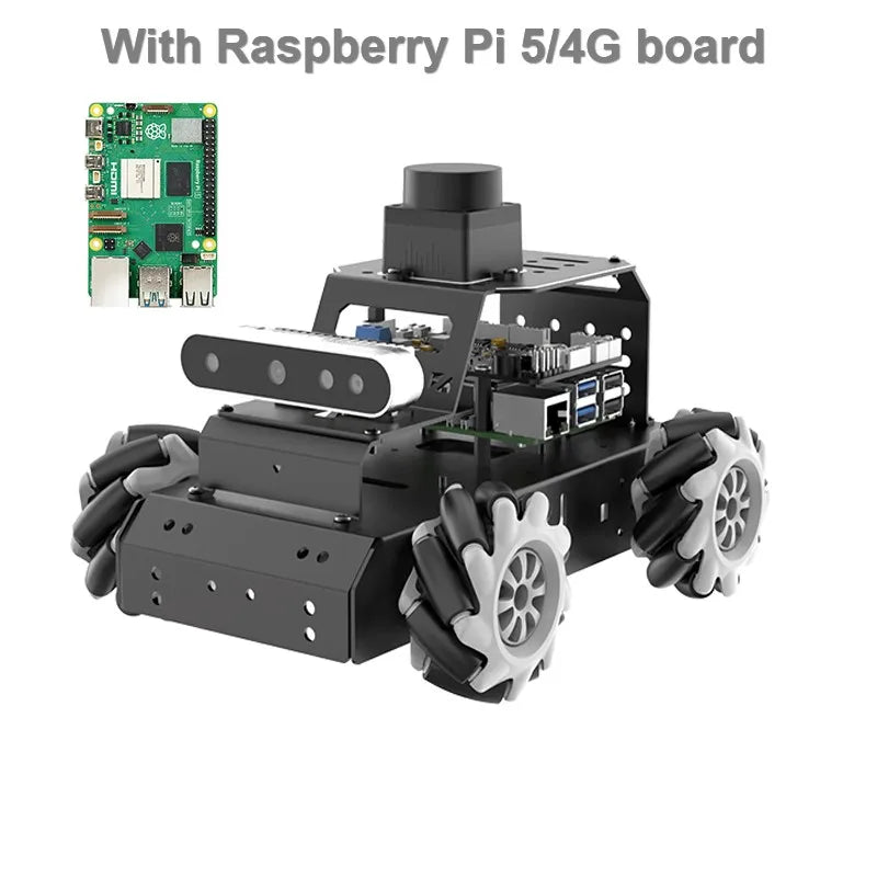 4WD Robot Car with Lidar Monocular/Depth Camera RC Car for Raspberry Pi 5 ROS Robot Kit Support SLAM and Autonomous Driving Tank