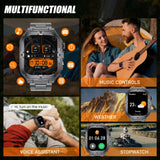 2024 New rugged Military Fitness smartwatch for Men Android IOS IP68 Waterproof Sport Ai Voice Call LED Flashlight Smartwatch