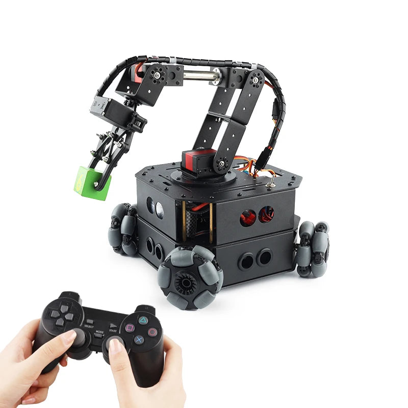 4WD Omni Wheel Robot Car Robotic Arm Chassis Obstacle Avoidance Ps2 Handle RC Car for Arduino Robot Kit UNO Programmable Robot
