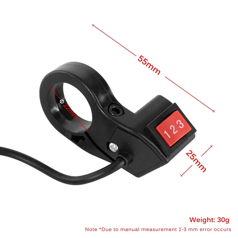 Kunray E-bike 3 Speed Rocker Switch 3 Gears Switch Button Electric Bicycle Scooter Handlebar Mounted Universal E-bike Accessory
