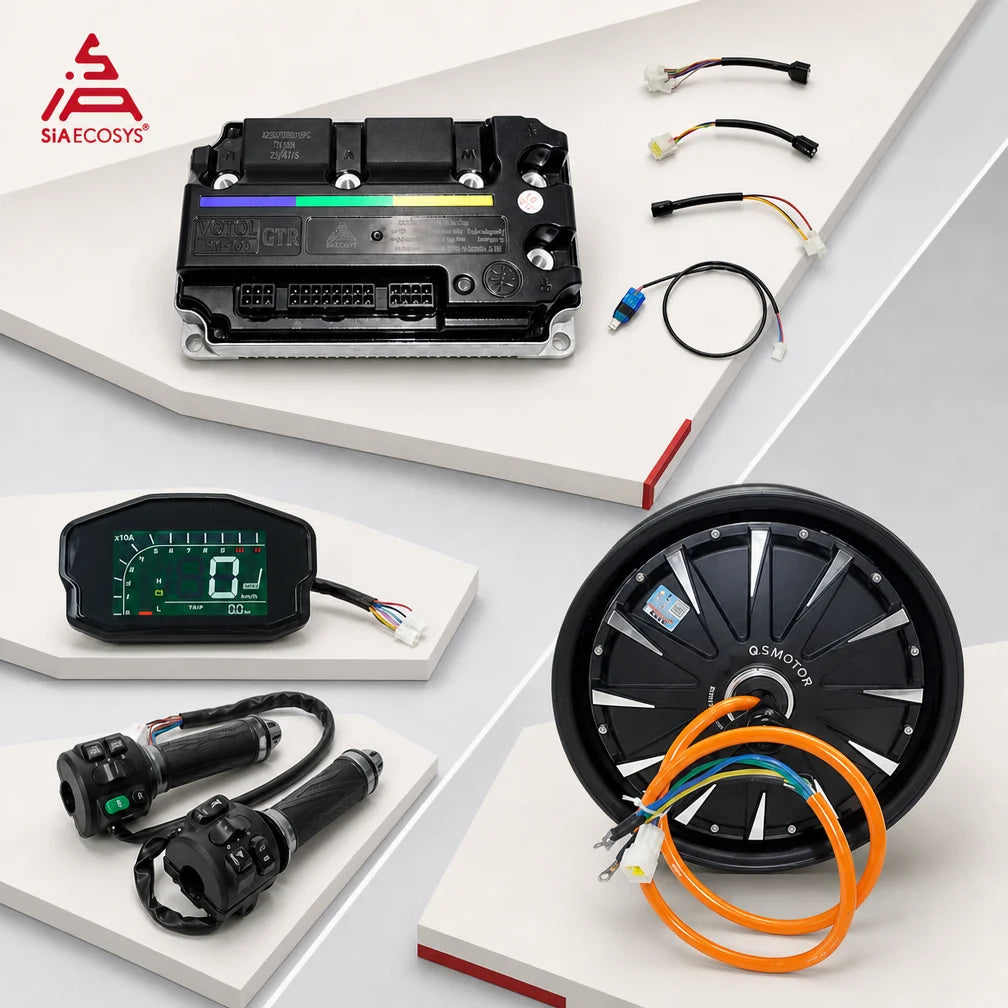QSMOTOR QS260 12×3.5-Inch 72V 2000W Hub Motor Kit with VOTOL EM100-2GTRP Controller, DKD LCD Display & Z6 Throttle