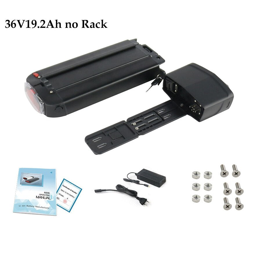 Electric Bicycle Rear Rack Battery with LG 18650 21700 Battery Cells - 36V/48V 12Ah/13Ah/15Ah Lithium Battery for Ebike Motors up to 1000W