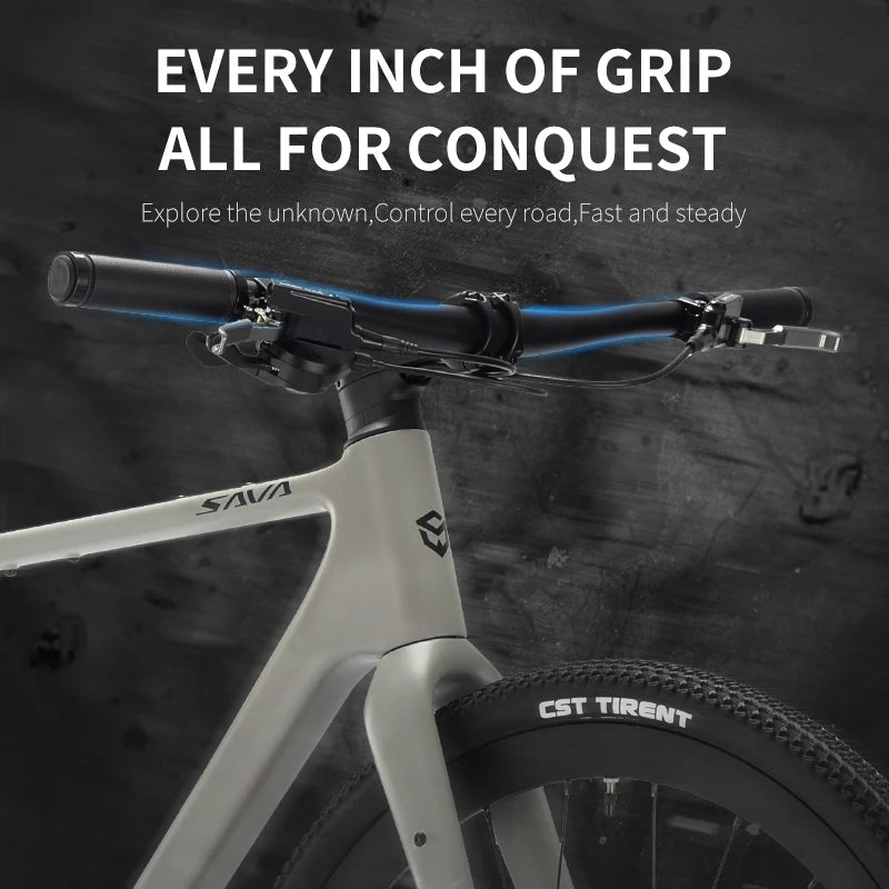 SAVA 2025 New SF6 R21 Carbon Fiber Flat Handlebar Road Bike, Hydraulic Disc Brake Gravel Bike with SHIMANO U6000 11 Speed Kit