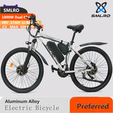 Dual Drive 1000W Mountain Ebike  SMLRO C3 Aluminum Alloy Electric Bicycle with Full Suspension Fork