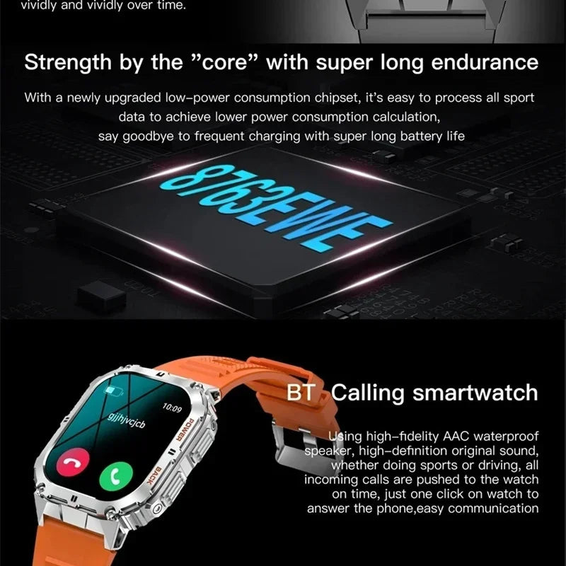 Gaines Smart Watch K61 Pro Men Bluetooth Call 1.96inch AMOLED Screen Compass AI Voice Health Monitor Sport Fitness Tracker Smart