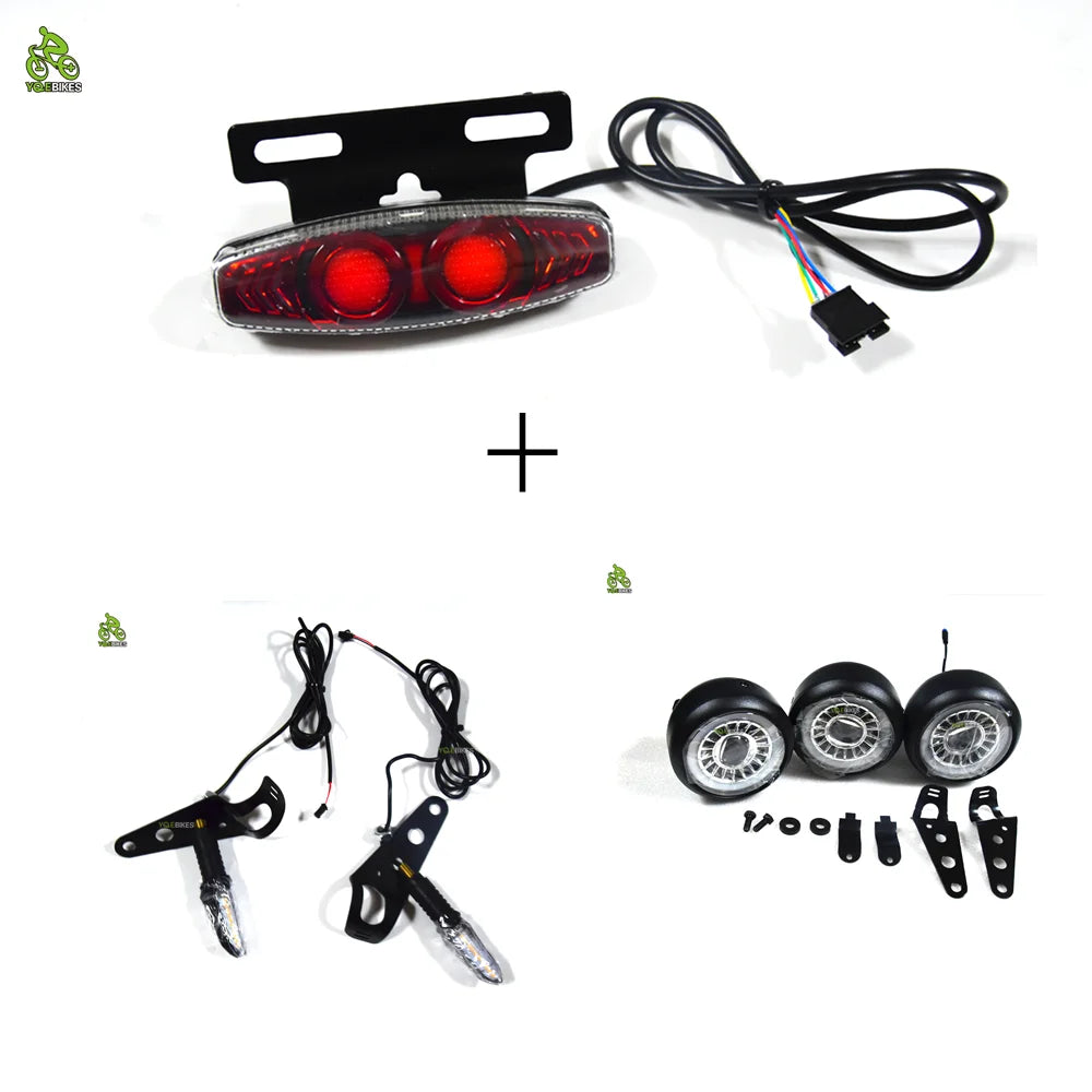 Super Bright 73 EBike Front Light Rear Light Kit Set Turn Signals 48V Ebike Headlight Set with Horn Electric Bicycle HeadLight