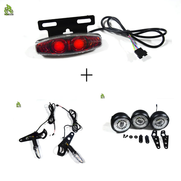 Super Bright 73 EBike Front Light Rear Light Kit Set Turn Signals 48V Ebike Headlight Set with Horn Electric Bicycle HeadLight