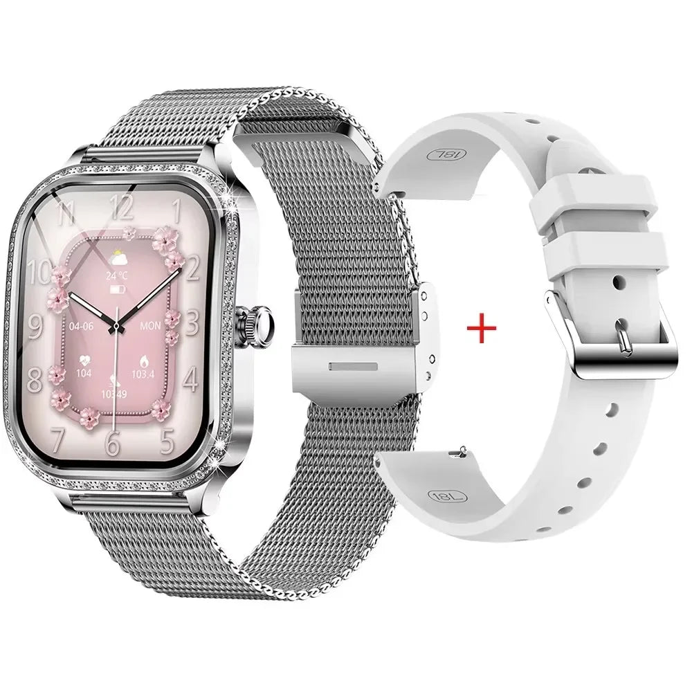 Gaines Ladies Luxury Smart Watch MK88 Diamond Women 1.75inch Bluetooth Call AI Voice Health Monitor Fitness Tracker Smartwatch