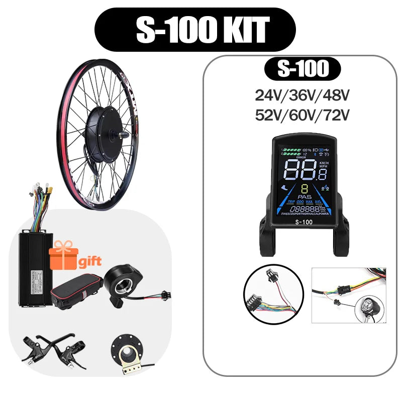 48V/52V 2000W Electric Bike Conversion Kit - Brushless Gearless Hub Motor (Front / Rear) with MTX39 Rim & 40A Controller