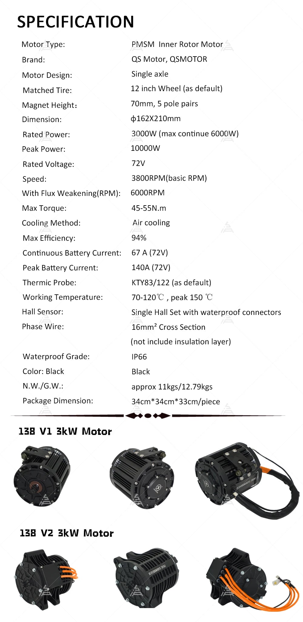 US Warehouse ! QS 138 3000W 70H Mid Drive Motor V1 Sprocket Type Motor In Stock