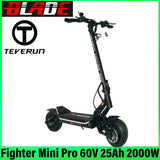 Original Teverun Fighter Mini Pro 60V 25A Battery Smart BMS APP Dual Motor 1000W*2 65km/h 10Inch Tire Teverun Electric Scooter