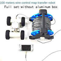 4WD Robotic Car Threading Pipeline Robot Ceiling Hole Reconnaissance Vehicle Video 100m Wired Transmission RC Tank with Handle