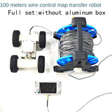 4WD Robotic Car Threading Pipeline Robot Ceiling Hole Reconnaissance Vehicle Video 100m Wired Transmission RC Tank with Handle
