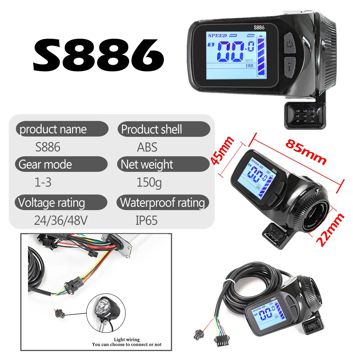 Kunray 26A Three-Mode Sine Wave Brushless Controller & LCD Display Kit (24V/36V/48V 500W–750W) with Self-Learning