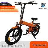 Foldable Electric Bicycle: SMLRO z20 Alloy Aluminum E-Bike with Shimano 6-Speed Gear System and 20-inch Pneumatic Tire for City Commuting