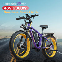 Zeegr S1 tire ebike 500w batteries 48v 2000w snow electric bike 7 speeds dual motor 2000w  mountain electric bicycle with ce