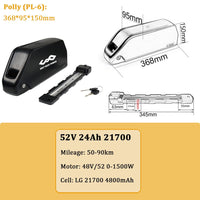 21700(LG) 18650 Ebike Battery Pack for Bafang 250W-1000W Motors - 36V 48V 52V Hailong Downtube Electric Bicycle Battery Pack