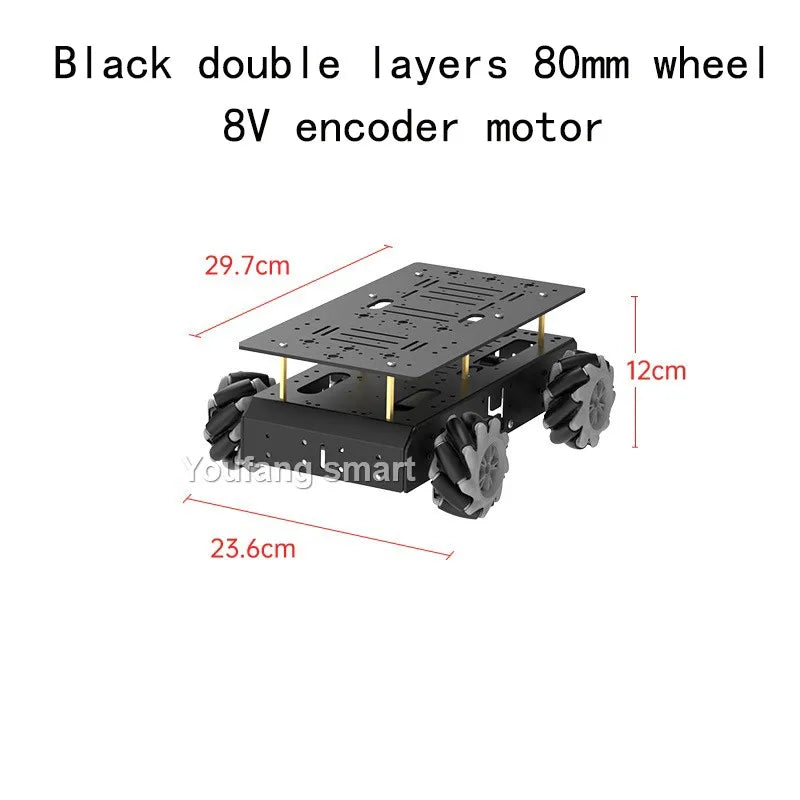 10KG Load 4WD Omnidirection Mecanum Robot Car 97mm Wheel 12V Encoder Motor Metal Chassis for Arduino for Raspberry Pi Robot Kit