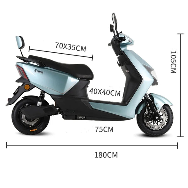 1200W 60V20A  Electric  Motorcycle with Lithium Battery Tire Max Load 200kg  Ebike for Men