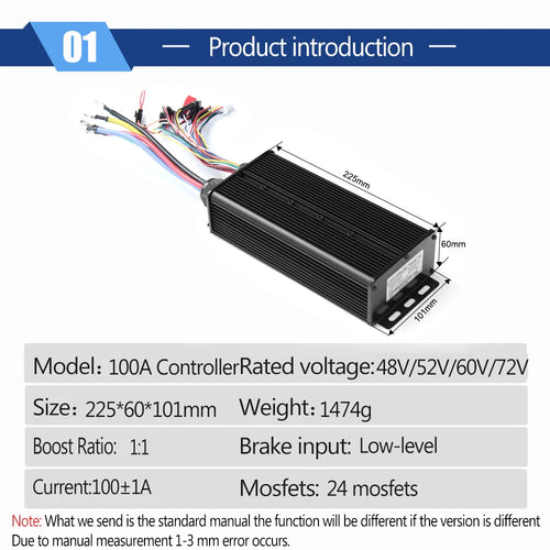 100A Sine Wave Brushless Motor Controller & LCD Color Display Kit (48V–72V 3000W–5000W) with Self-Learning Function