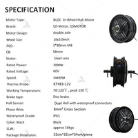 QS Motor 10*3.0inch 3000W 205 V2 60v 45kph BLDC Motor Brushless and Gearless in Wheel Hub Motor for Electric Scooter