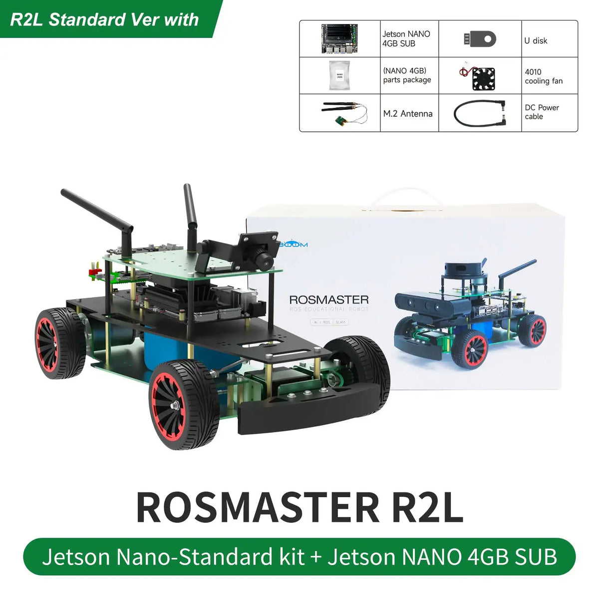 Yahboom Ackerman Structure R2L ROS Robot Car Python Coding for Jetson NANO 4GB Support Model Training Autopilot