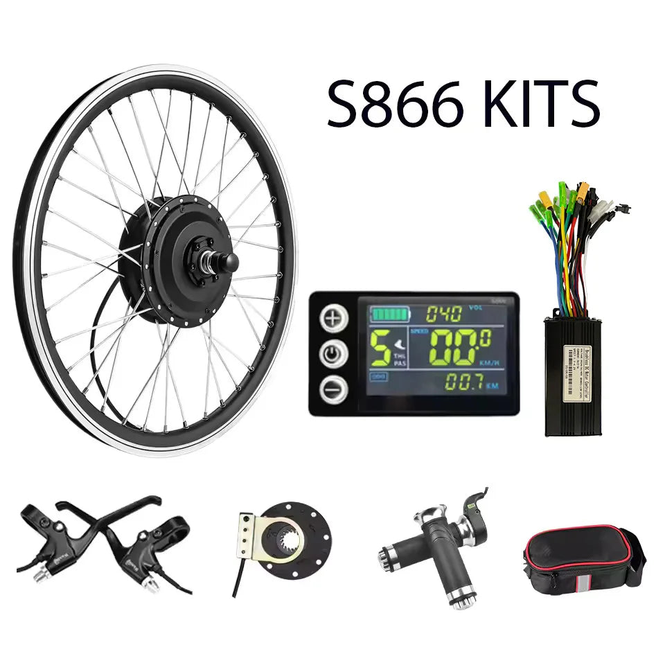 36V/48V 500W Electric Bike Conversion Kit - Front & Rear Geared Hub Motor Wheel
